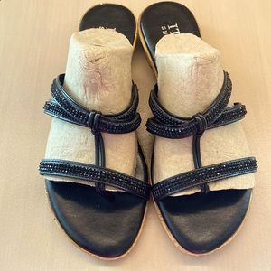 Italian Shoemakers Black dressy flat sandals size 7 NWOT